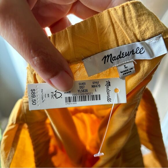 NWT Madewell Yellow Flutter Sleeve Square Neck Cotton Mini Dress - Large - Picture 8 of 9